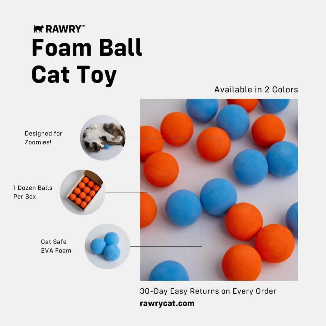 Rawry Cat Toys Foam Ball Cat Toy 24-Pack (Mixed), Foam Ball Cat Toy, Orange-dozen, Blue-dozen, pink-dozen